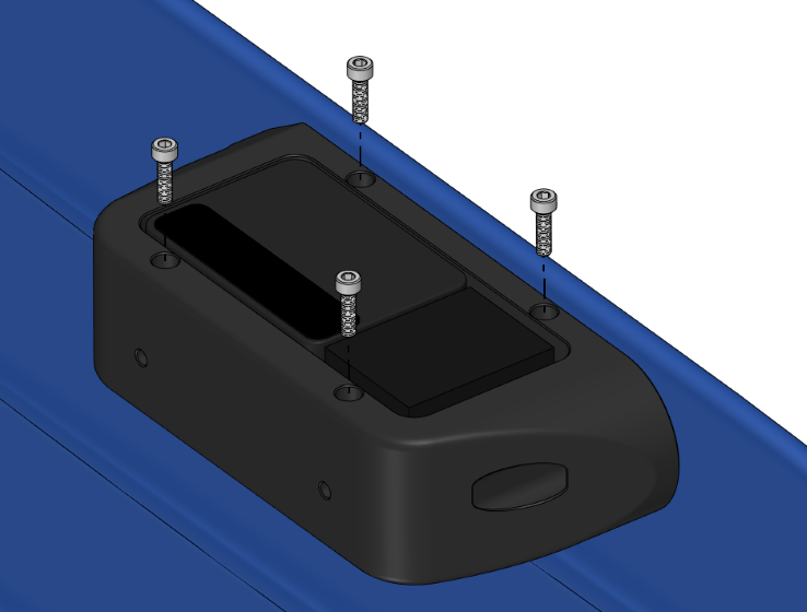 The BlueBoat and Surveyor are shown upside down in this image to better illustrate the screw locations.
