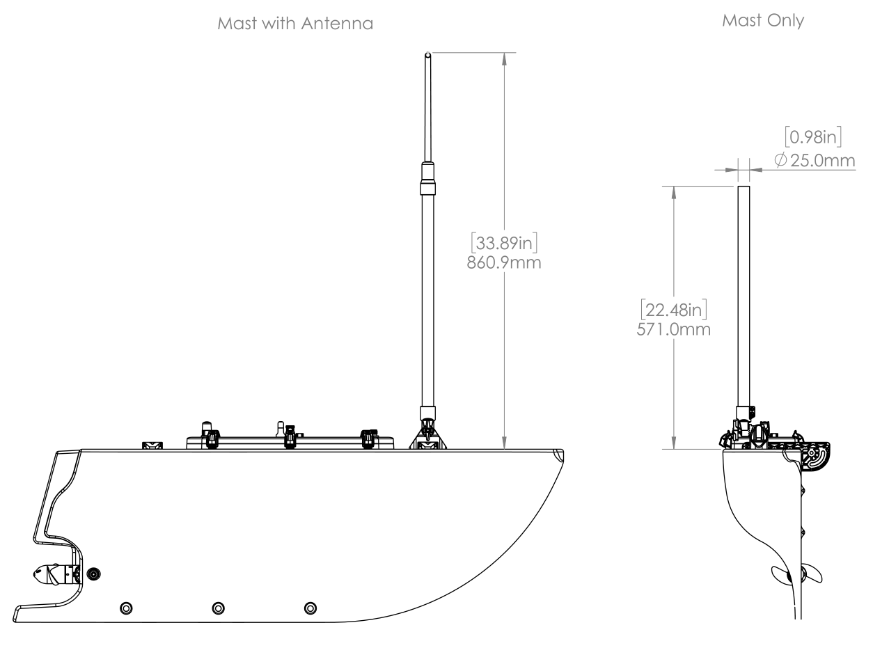 BlueBoat Antenna and Accessory Mast Drawing